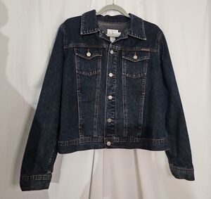 Vintage Calvin Klein Jeans Dark Indigo Denim Trucker Jacket - Size Large
